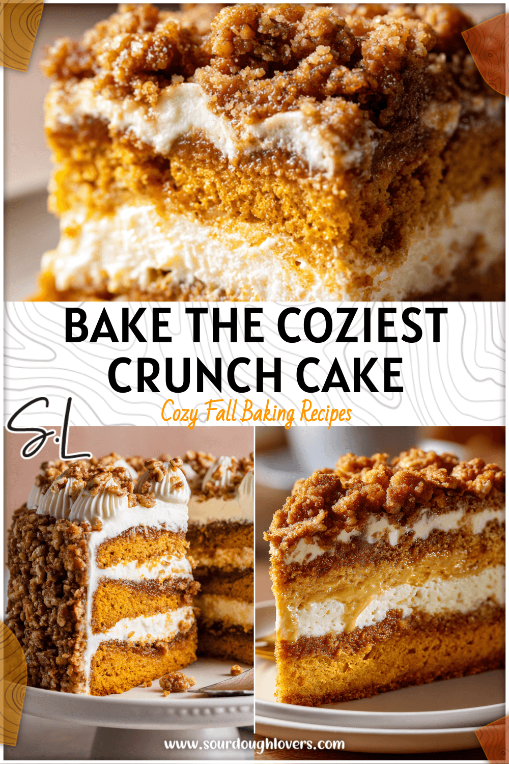 Golden Pumpkin Crunch Cake with crunchy pecan topping and creamy pumpkin base on a white plate 2